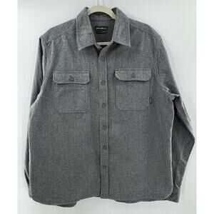 Eddie Bauer Mens Gray Heavyweight Flannel Shirt Button Down Large Shacket